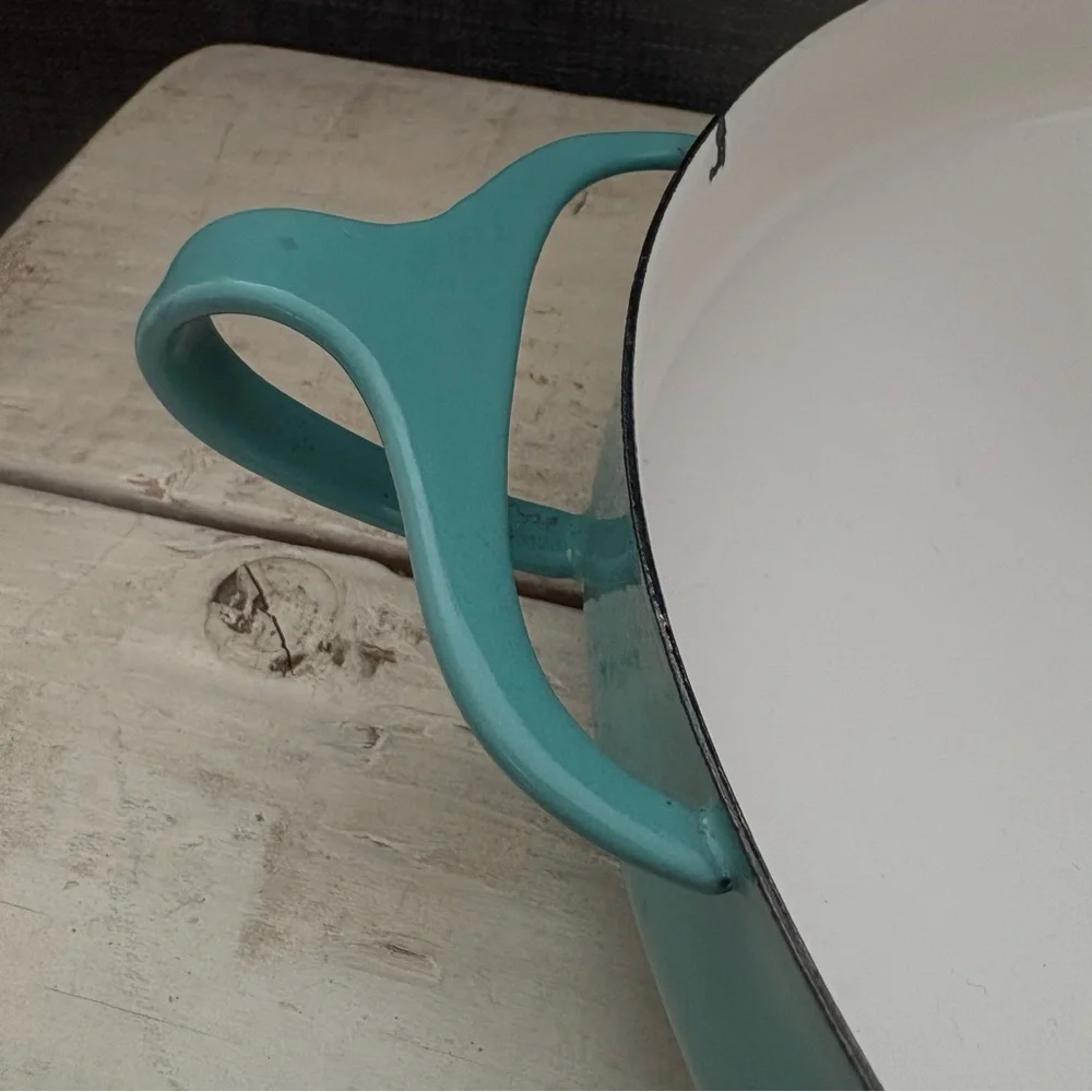 Dansk Turquoise Blue Enamel Paella Pan 13.25” Vintage MCM Kobenstyle Denmark